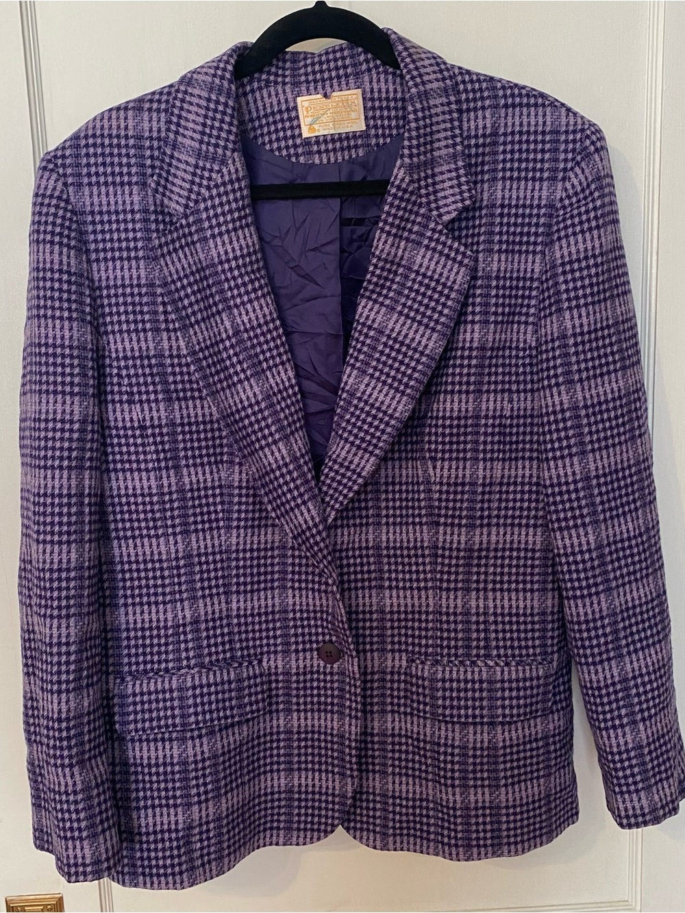 Vintage Pendleton Wool Plaid Purple Blazer 16
